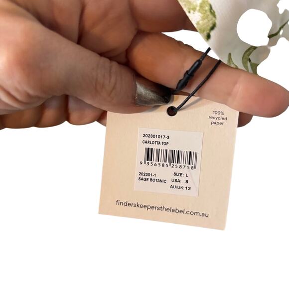 Finders Keepers Carlotta Sage Green Floral Halter Wrap Crop Top L NWT - Picture 7 of 7